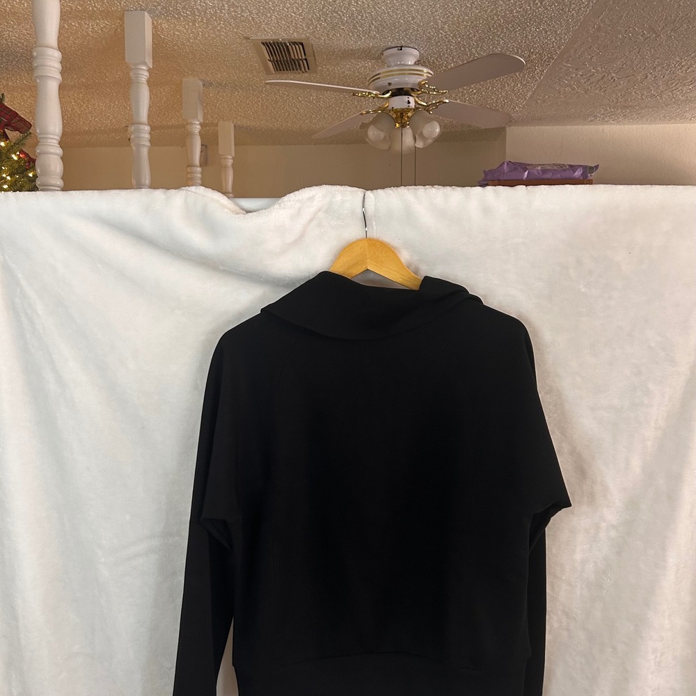 NWT Anrabess Womens Quarter Zip Sweatshirt Black Scuba Style Small Gorpcore - Picture 4 of 10